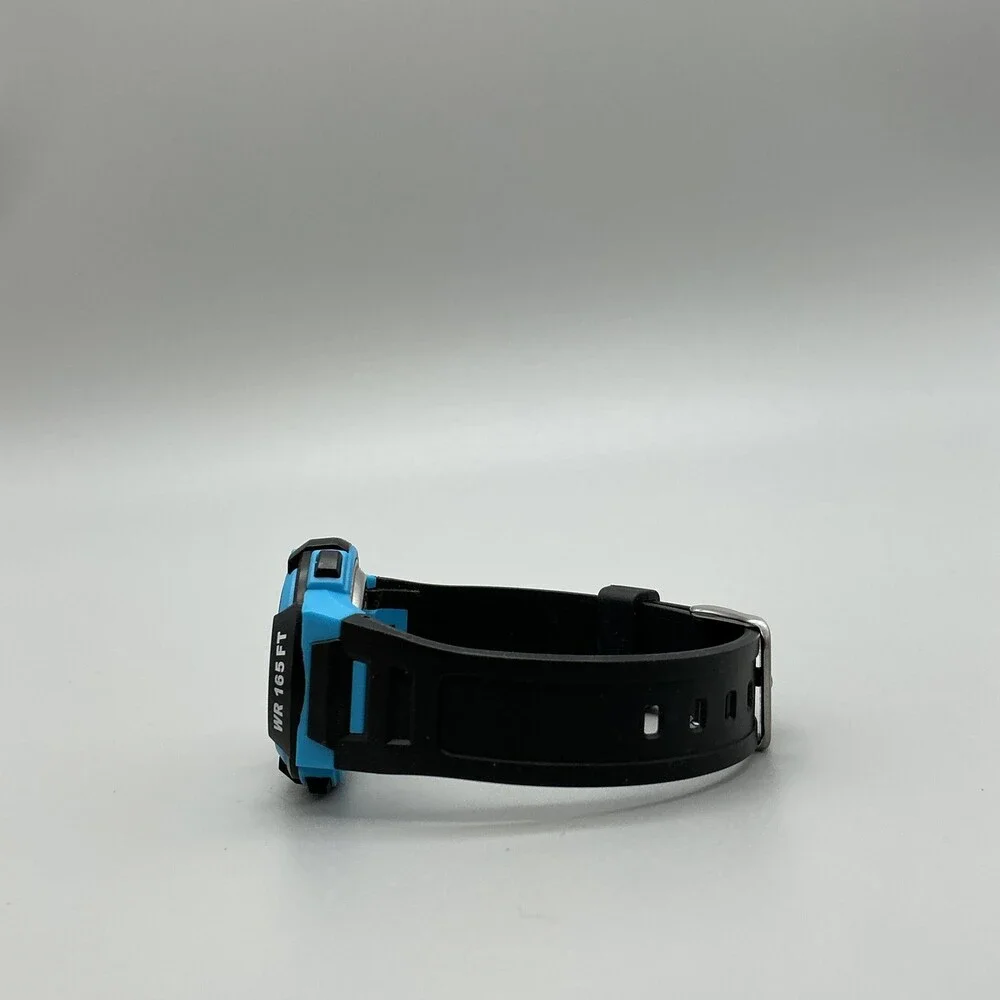 Armitron Pro Sport Boys Watch 36mm Digital Silver Tone Black Blue Strap 165FT WR